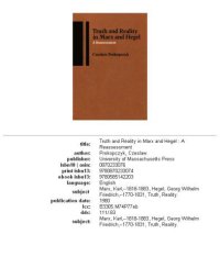 cover of the book Truth and reality in Marx and Hegel: a reassessment