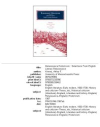 cover of the book Renaissance historicism: selections from English literary renaissance