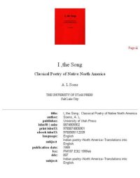 cover of the book I, the song: classical poetry of native North America