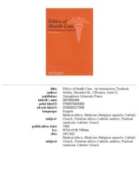 cover of the book Ethics of health care: an introductory textbook