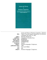 cover of the book Issues and theory in romance linguistics: selected papers from the Linguistic Symposium on Romance Languages XXIII, April 1-4, 1993