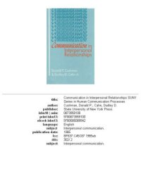 cover of the book Communication in Interpersonal Relationships