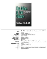 cover of the book The ethics of our climate: hermeneutics and ethical theory