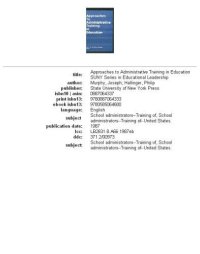 cover of the book Approaches to administrative training in education