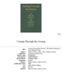 cover of the book Coming through the swamp: the nature writings of Gene Stratton Porter