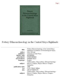 cover of the book Pottery ethnoarchaeology in the Central Maya Highlands