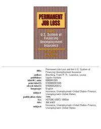 cover of the book Permanent job loss and the U.S. system of financing unemployment insurance