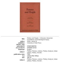 cover of the book Pottery and people: a dynamic interaction