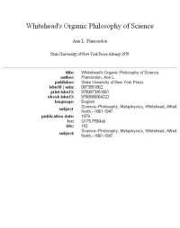 cover of the book Whitehead's organic philosophy of science