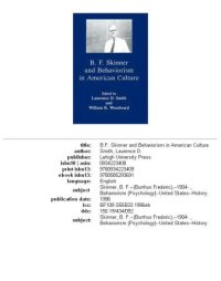 cover of the book B.F. Skinner and behaviorism in American culture