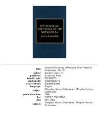 cover of the book Historical Dictionary of Mongolia