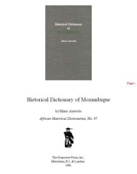 cover of the book Historical Dictionary of Mozambique