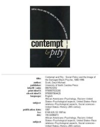 cover of the book Contempt and Pity: Social Policy and the Image of the Damaged Black Psyche, 1880-1996