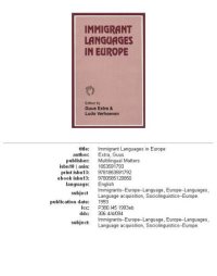 cover of the book Immigrant languages in Europe