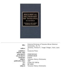 cover of the book Historical Dictionary of Tanzania