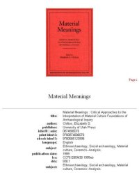 cover of the book Material Meanings: Critical Approaches to the Interpretation of Mat (Foundations of Archaeological Inquiry)