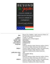 cover of the book Beyond The Godfather: Italian American Writers on the Real Italian American Experience