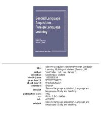 cover of the book Second Language Acquisition: Foreign Language Learning (Multilingual Matters 58)