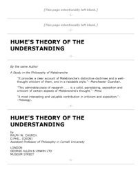 cover of the book Hume's Theory of the Understanding