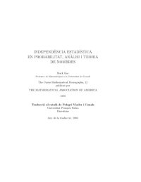 cover of the book Independència estadística en probabilitat, anàlisi i teoria de nombres