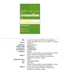 cover of the book Causes of Litigation in Workers' Compensation Programs