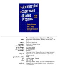 cover of the book The Administration and Supervision of Reading Programs (Language and Literacy)