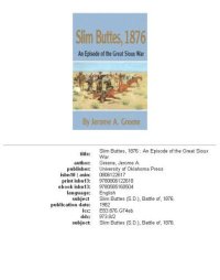 cover of the book Slim Buttes, 1876: An Episode of the Great Sioux War