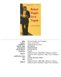 cover of the book Richard Wright's Art of Tragedy