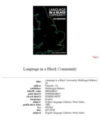 cover of the book Language in a Black Community (Multilingual Matters)