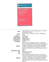 cover of the book Labor Markets in an Era of Adjustment (Edi Development Studies) (Volume 2 Case Studies)