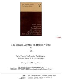 cover of the book Tanner Lectures Vol 5 (Tanner Lectures on Human Values)