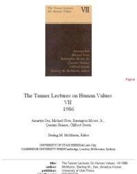 cover of the book The Tanner Lectures on Human Values. Vol. VII