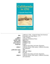 cover of the book California in 1792: A Spanish Naval Visit (American Exploration & Travel Series)