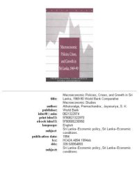 cover of the book Macroeconomic Policies, Crises, and Growth in Sri Lanka, 1969-90 (World Bank Comparative Macroeconomic Studies)