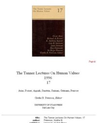 cover of the book The Tanner Lectures on Human Values 1996