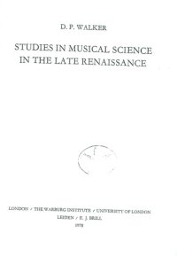 cover of the book Studies in Musical Science in the Late Renaissance (Medicine & Renaissance Study)