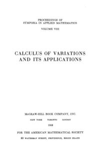 cover of the book Calculus of Variations and its Applications: Proceedings of the Eighth Symposium in Applied Mathematics of the American Mathematical Society