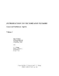 cover of the book Introduction to Vectors and Tensors