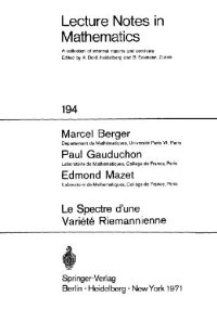 cover of the book Le spectre d’une variete riemannienne