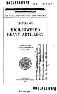 cover of the book Lecture on High-Powered Heavy Artillery.