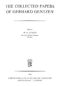 cover of the book The collected papers of Gerhard Gentzen