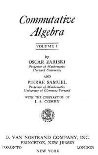 cover of the book Commutative Algebra Volume I 