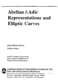 cover of the book Abelian l-adic representations and elliptic curves