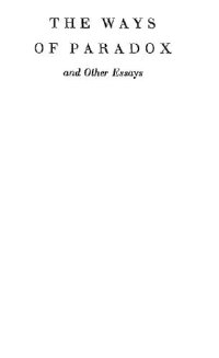 cover of the book The ways of paradox and other essays