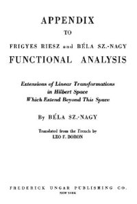 cover of the book Appendix to Frigyes Riesz and Bela Sz. -Nagy Functional Analysis... 