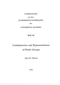 cover of the book Combinatorics and Representations of Finite Groups