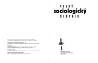 cover of the book Velký sociologický slovník, svazek 1  