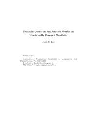 cover of the book Fredholm Operators and Einstein Metrics on Conformally Compact Manifolds (draft)  