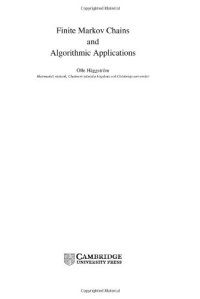 cover of the book Finite Markov Chains and Algorithmic Applications