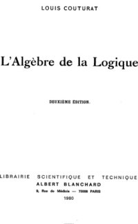 cover of the book L'algèbre de la logique  